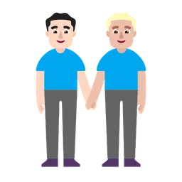 Men Holding Hands: Light Skin Tone, Medium-Light Skin Tone — Microsoft