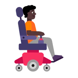 Person in Motorized Wheelchair Facing Right: Dark Skin Tone — Microsoft