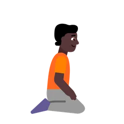 Person Kneeling Facing Right: Dark Skin Tone — Microsoft