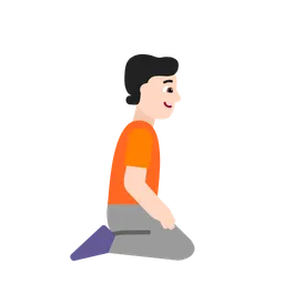 Person Kneeling Facing Right: Light Skin Tone — Microsoft