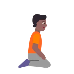 Person Kneeling Facing Right: Medium-Dark Skin Tone — Microsoft
