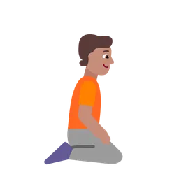 Person Kneeling Facing Right: Medium Skin Tone — Microsoft