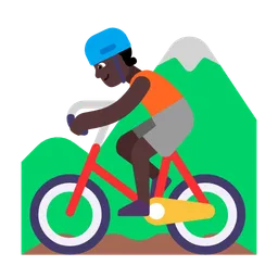 Person Mountain Biking: Dark Skin Tone — Microsoft