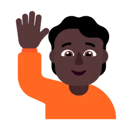 Person Raising Hand: Dark Skin Tone — Microsoft