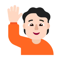 Person Raising Hand: Light Skin Tone — Microsoft