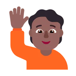 Person Raising Hand: Medium-Dark Skin Tone — Microsoft