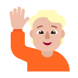 Person Raising Hand: Medium-Light Skin Tone — Microsoft
