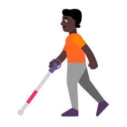 Person with White Cane: Dark Skin Tone — Microsoft