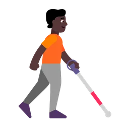 Person with White Cane Facing Right: Dark Skin Tone — Microsoft
