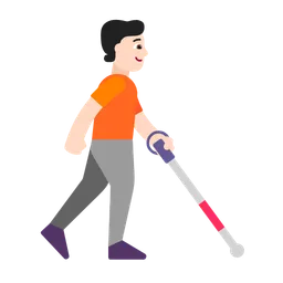 Person with White Cane Facing Right: Light Skin Tone — Microsoft