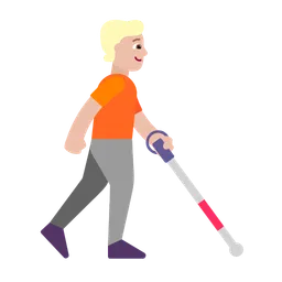 Person with White Cane Facing Right: Medium-Light Skin Tone — Microsoft
