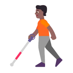 Person with White Cane: Medium-Dark Skin Tone — Microsoft