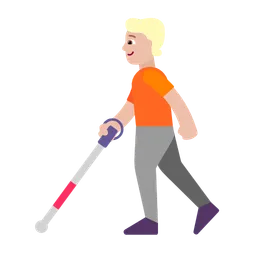 Person with White Cane: Medium-Light Skin Tone — Microsoft