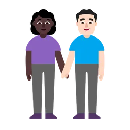 Woman and Man Holding Hands: Dark Skin Tone, Light Skin Tone — Microsoft