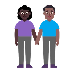 Woman and Man Holding Hands: Dark Skin Tone, Medium-Dark Skin Tone — Microsoft