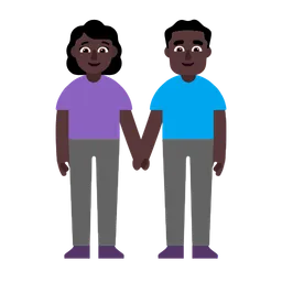 Woman and Man Holding Hands: Dark Skin Tone — Microsoft