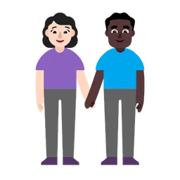 Woman and Man Holding Hands: Light Skin Tone, Dark Skin Tone — Microsoft