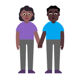 Woman and Man Holding Hands: Medium-Dark Skin Tone, Dark Skin Tone — Microsoft