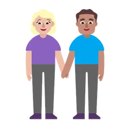 Woman and Man Holding Hands: Medium-Light Skin Tone, Medium Skin Tone — Microsoft