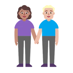 Woman and Man Holding Hands: Medium Skin Tone, Medium-Light Skin Tone — Microsoft