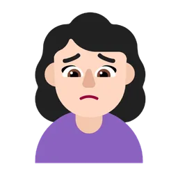 Woman Frowning: Light Skin Tone — Microsoft