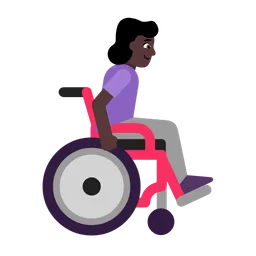 Woman in Manual Wheelchair Facing Right: Dark Skin Tone — Microsoft