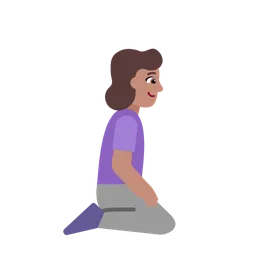 Woman Kneeling Facing Right: Medium Skin Tone — Microsoft