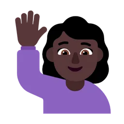 Woman Raising Hand: Dark Skin Tone — Microsoft