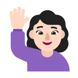 손을 들어 올리는 여성: 밝은 피부 톤 — Microsoft