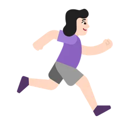 Woman Running Facing Right: Light Skin Tone — Microsoft