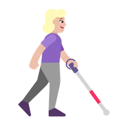 Woman with White Cane Facing Right: Medium-Light Skin Tone — Microsoft