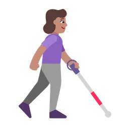 Woman with White Cane Facing Right: Medium Skin Tone — Microsoft