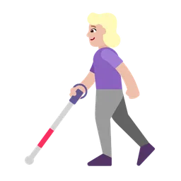 Woman with White Cane: Medium-Light Skin Tone — Microsoft