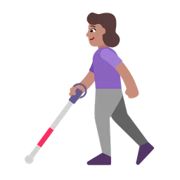 Woman with White Cane: Medium Skin Tone — Microsoft