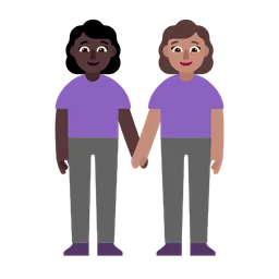 Women Holding Hands: Dark Skin Tone, Medium Skin Tone — Microsoft