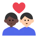 Couple with Heart: Man, Man, Dark Skin Tone, Light Skin Tone