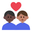 Couple with Heart: Man, Man, Dark Skin Tone, Medium Skin Tone