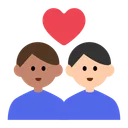 Couple with Heart: Man, Man, Medium Skin Tone, Light Skin Tone