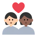 Couple with Heart: Person, Person, Light Skin Tone, Medium-Dark Skin Tone