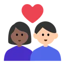 Couple with Heart: Woman, Man, Medium-Dark Skin Tone, Light Skin Tone