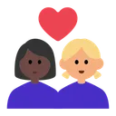 Couple with Heart: Woman, Woman, Dark Skin Tone, Medium-Light Skin Tone