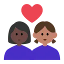 Couple with Heart: Woman, Woman, Dark Skin Tone, Medium Skin Tone