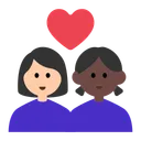 Couple with Heart: Woman, Woman, Light Skin Tone, Dark Skin Tone