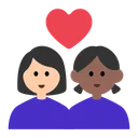 Couple with Heart: Woman, Woman, Light Skin Tone, Medium-Dark Skin Tone