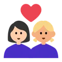 Couple with Heart: Woman, Woman, Light Skin Tone, Medium-Light Skin Tone