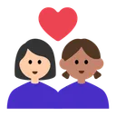 Couple with Heart: Woman, Woman, Light Skin Tone, Medium Skin Tone