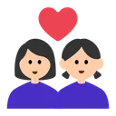 Couple with Heart: Woman, Woman, Light Skin Tone