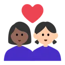 Couple with Heart: Woman, Woman, Medium-Dark Skin Tone, Light Skin Tone