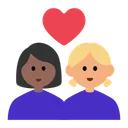Couple with Heart: Woman, Woman, Medium-Dark Skin Tone, Medium-Light Skin Tone