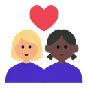 Couple with Heart: Woman, Woman, Medium-Light Skin Tone, Dark Skin Tone